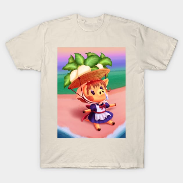 Cute Cartoon Boar Selling Root Vegetables T-Shirt by Todd's Hollow